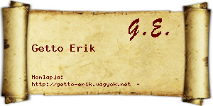 Getto Erik névjegykártya